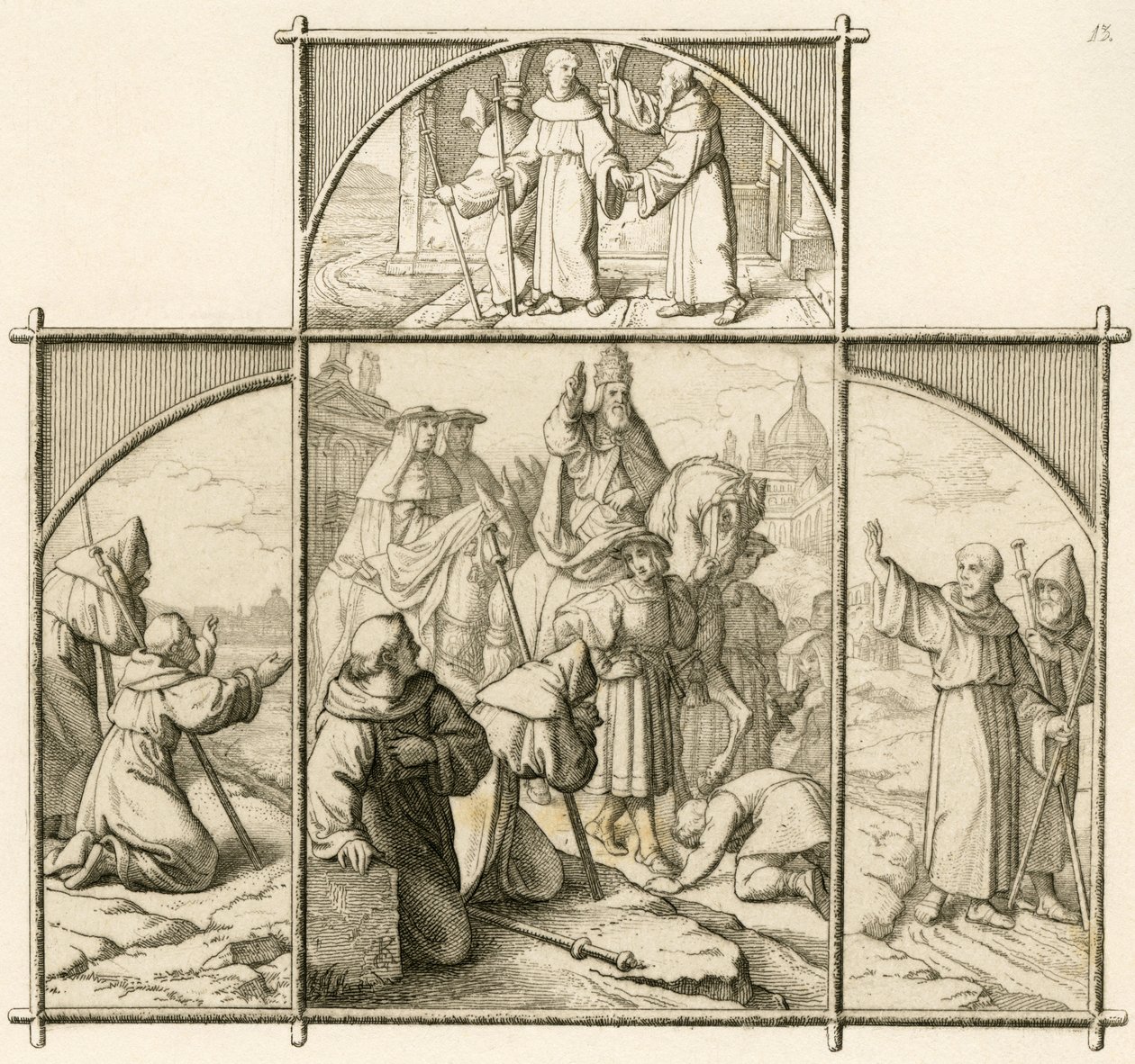 Martin Luther'in Roma yolculuğu 1510. Roma'yı gördüğüne sevindi, ancak ihtişam ve ahlaksızlık karşısında dehşete düştü. by Gustav Ferdinand Leopold Konig