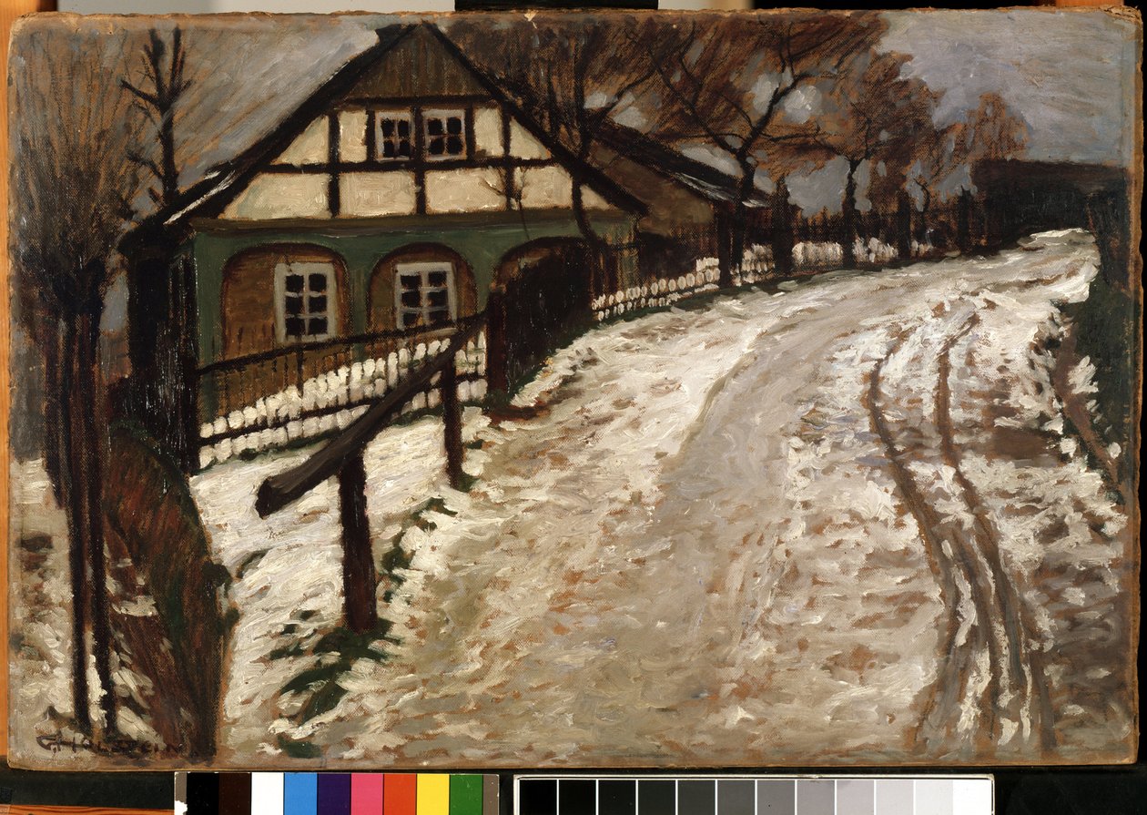 ""Çözülme"" (Çözülme) Karların eridiği kırsal kesimde kış manzarası. Gustav Holstein (1876-?) Mikalojus Konstantinas Ciurlionis Güzel Sanatlar Müzesi tarafından yapılan tablo, Kaunas, Litvanya by Gustav Holstein