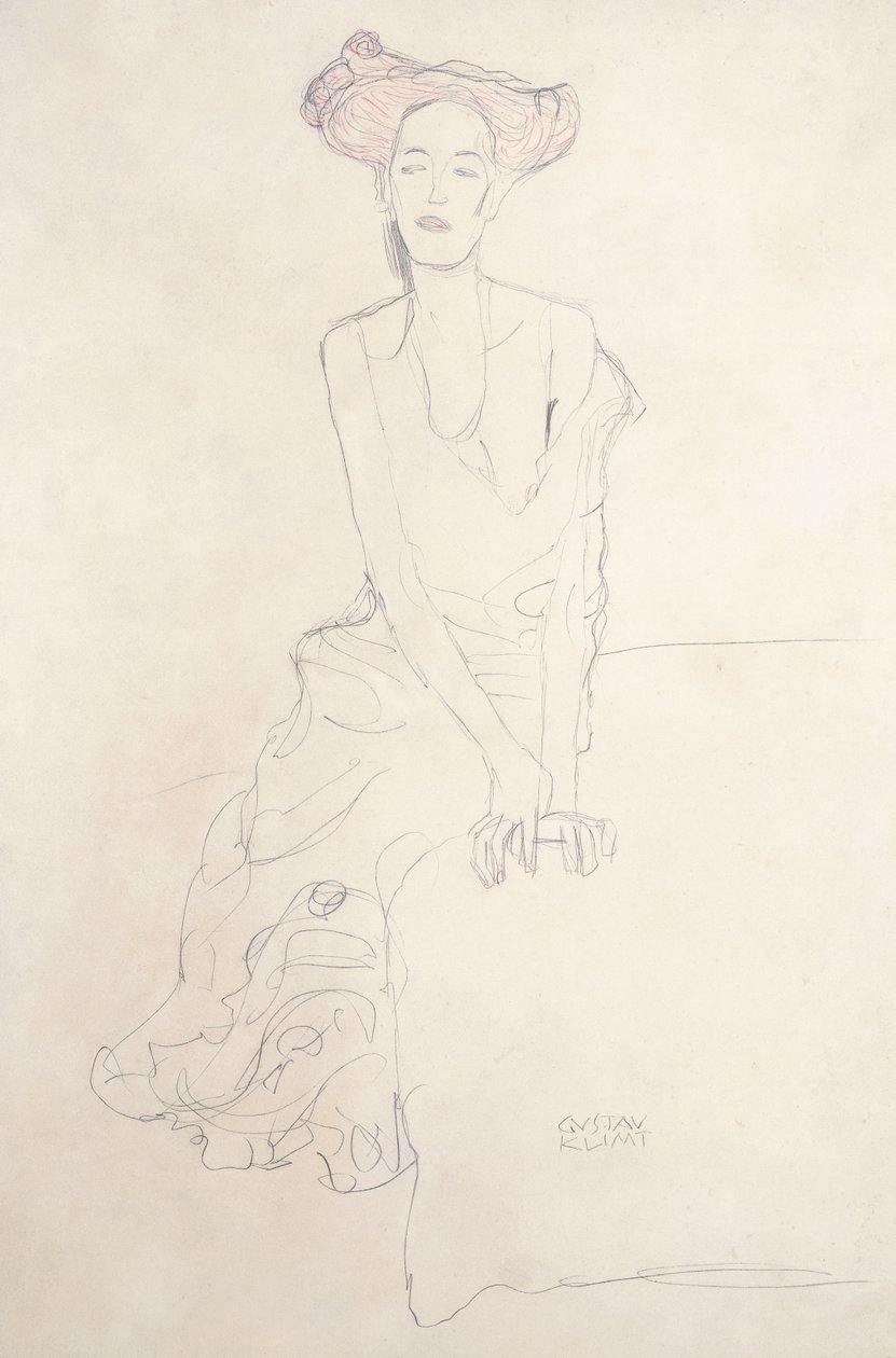 Ağustos Ruhubeit Genç Kadın, Elleriyle Destekliyor, 1908 by Gustav Klimt