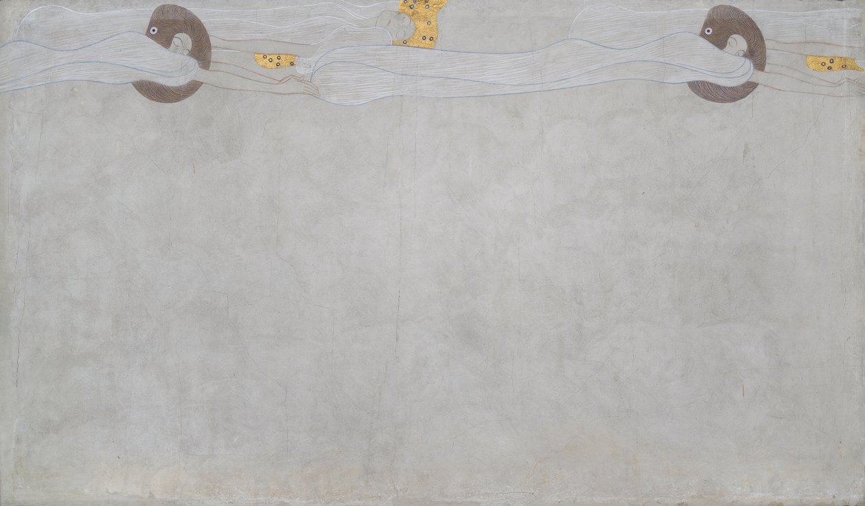 Beethoven Frizi: Mutluluk özlemi - Levha 4, sol uzun duvar by Gustav Klimt