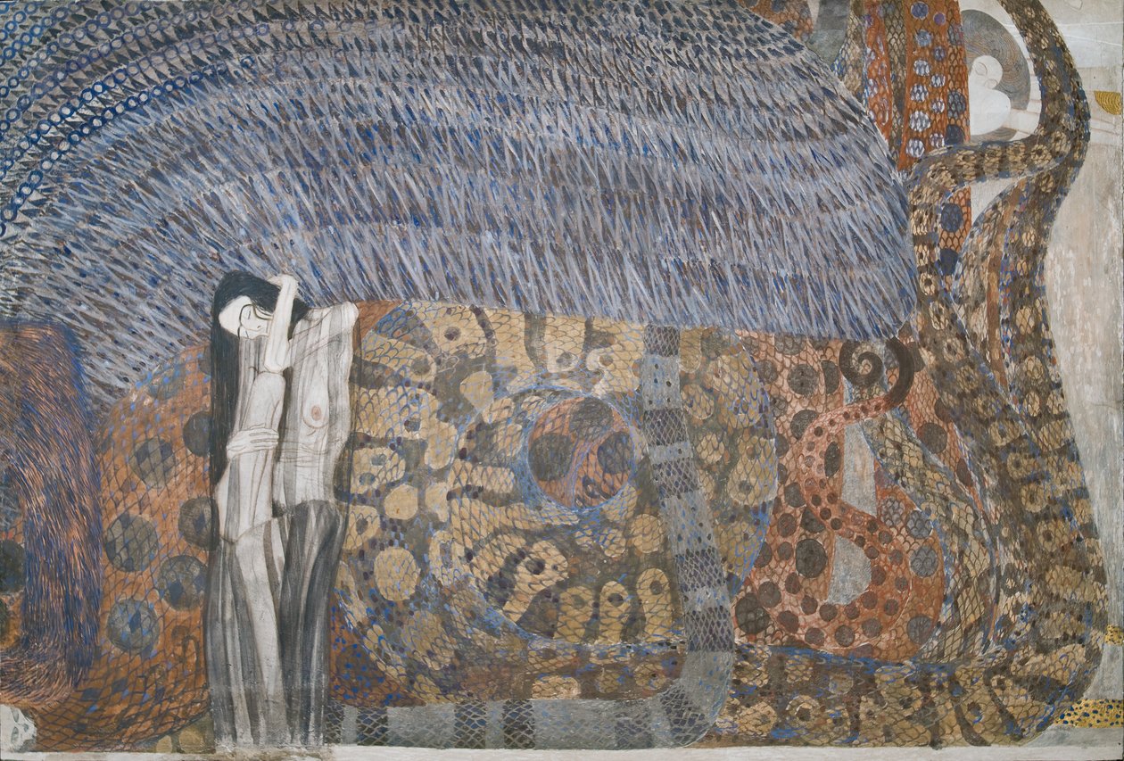Beethoven Frizi: Düşman güçler - panel 2, ön duvar by Gustav Klimt