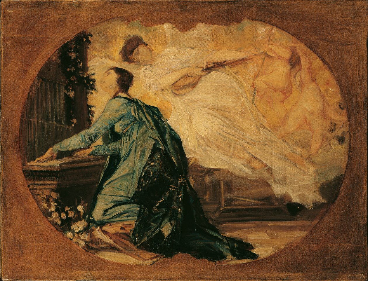 Müziğin Alegori Taslağı (Organist) by Gustav Klimt