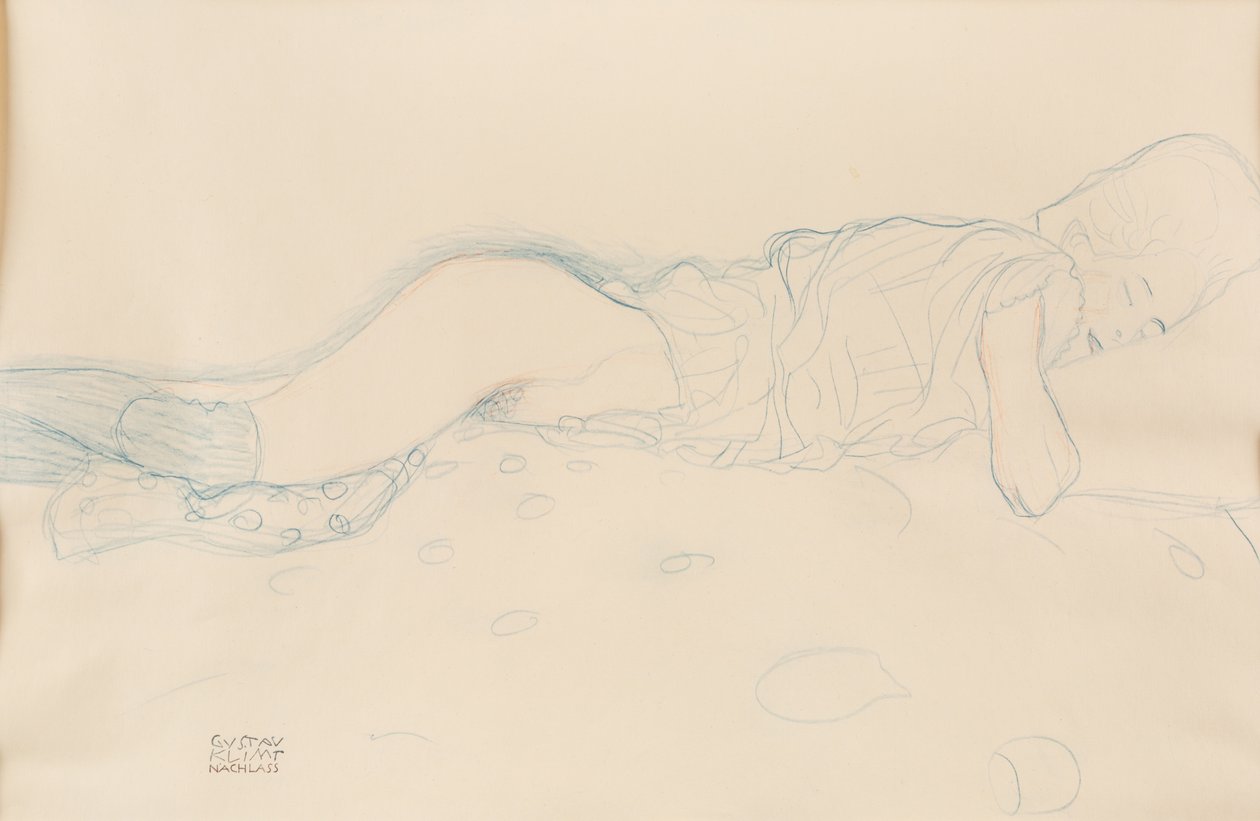 Kadın yarı çıplak, c. 1908. by Gustav Klimt
