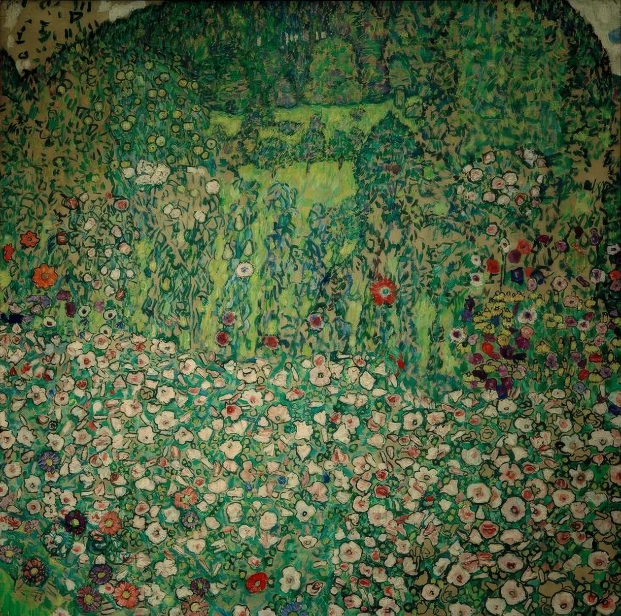 Bir tepe ile bahçe manzarası by Gustav Klimt