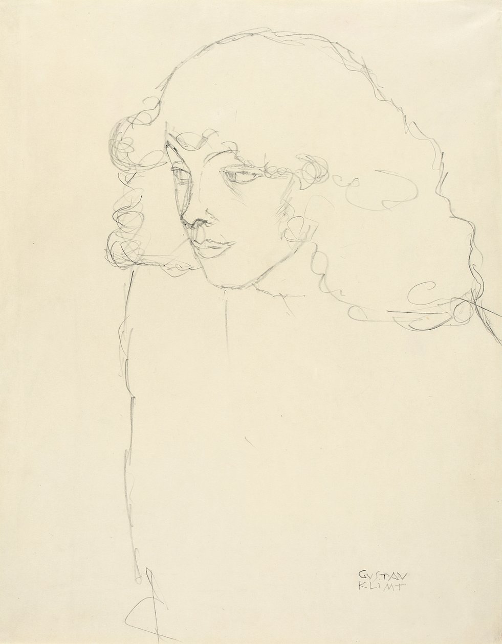 Üç çeyrek profilde bir Kızın Yarım Boy Portresi, 1913 by Gustav Klimt