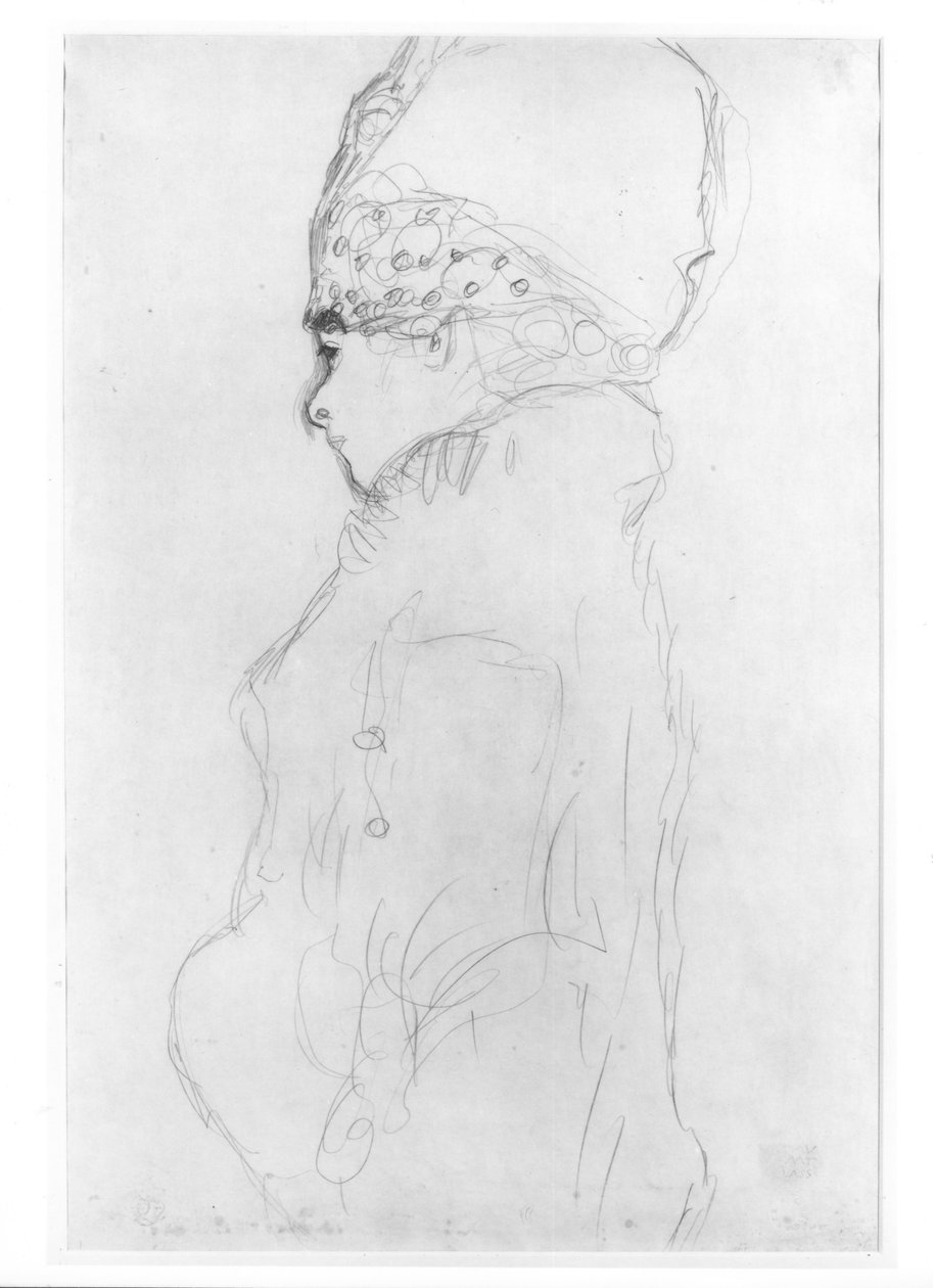 Uzun Şapkalı Kadın, c.1917, by Gustav Klimt