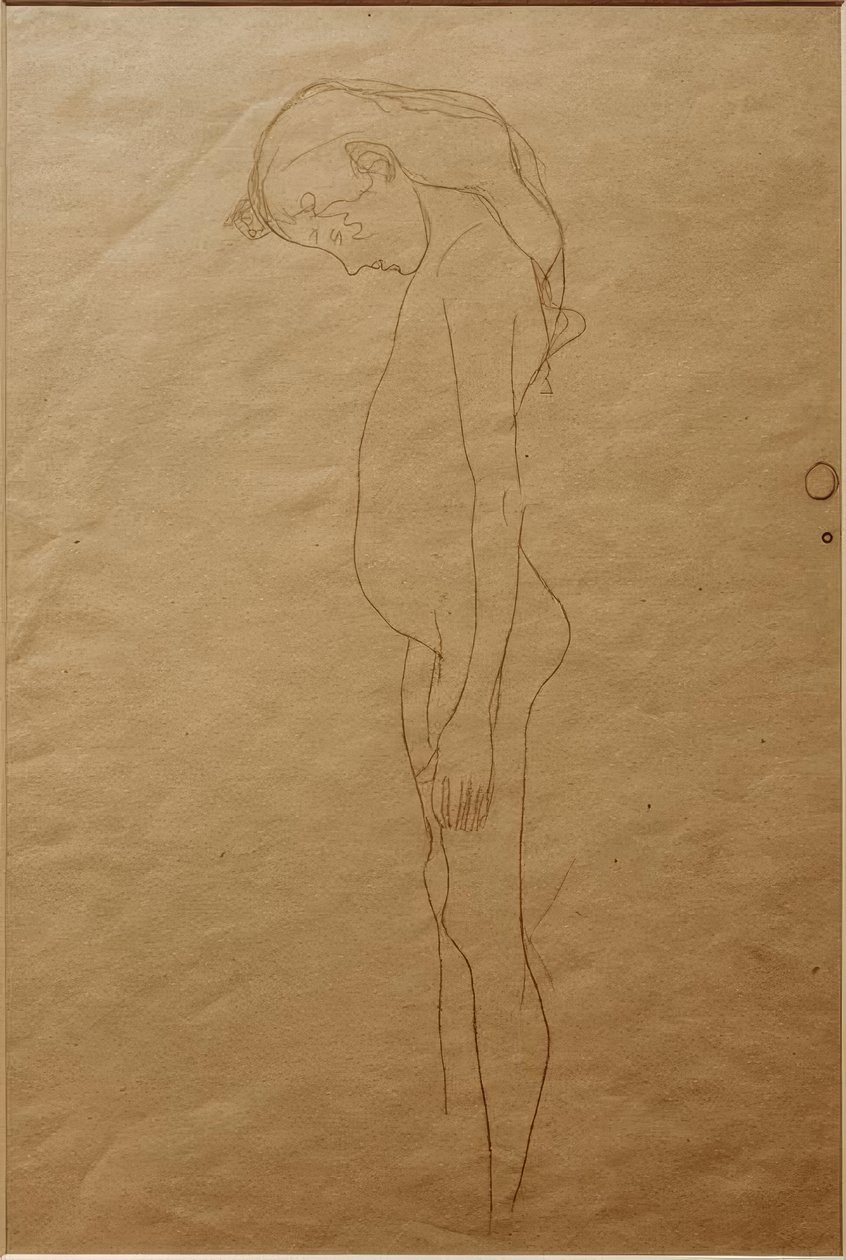 Sola eğik baş ile çıplak kız by Gustav Klimt