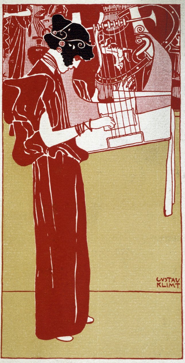 Müzik - çizim Gustav Klimt, deb. 20. yüzyıl by Gustav Klimt