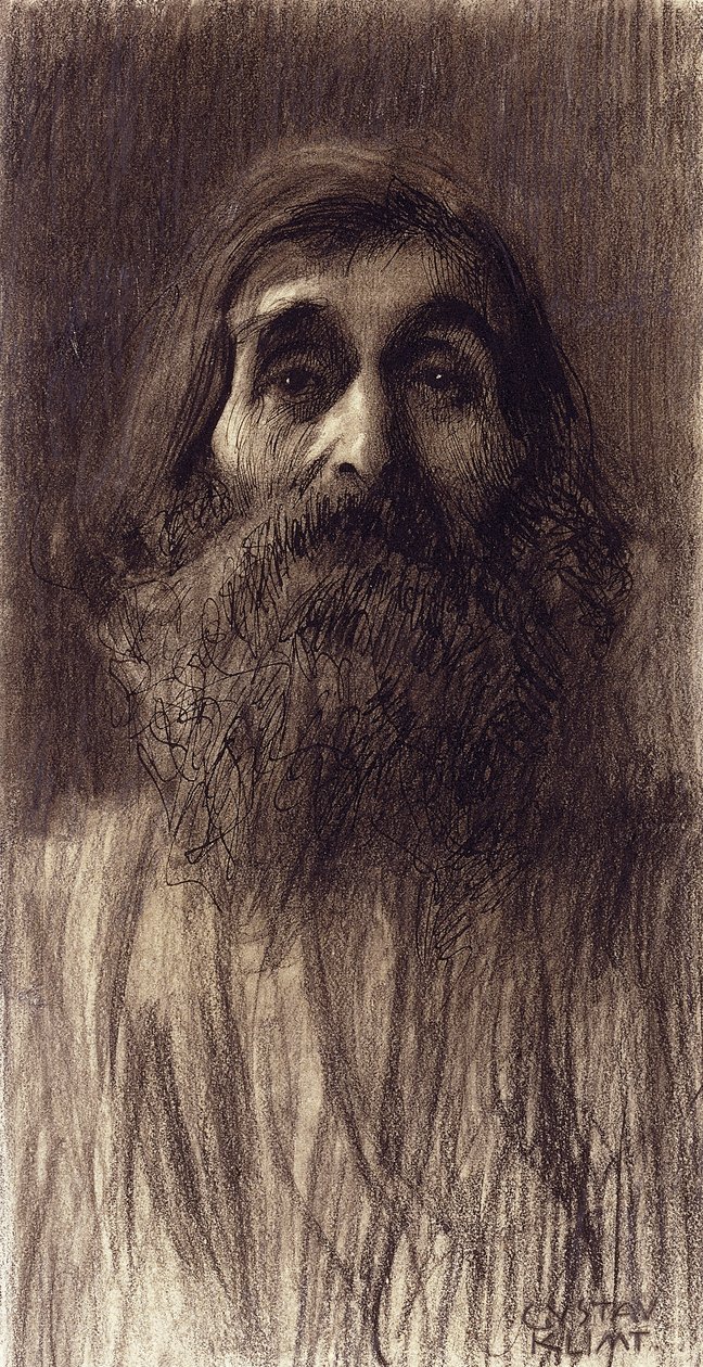 Sakallı Bir Adamın Portresi; Bir bartigan memelinin yarım boy portresi, 1894 dolayları by Gustav Klimt
