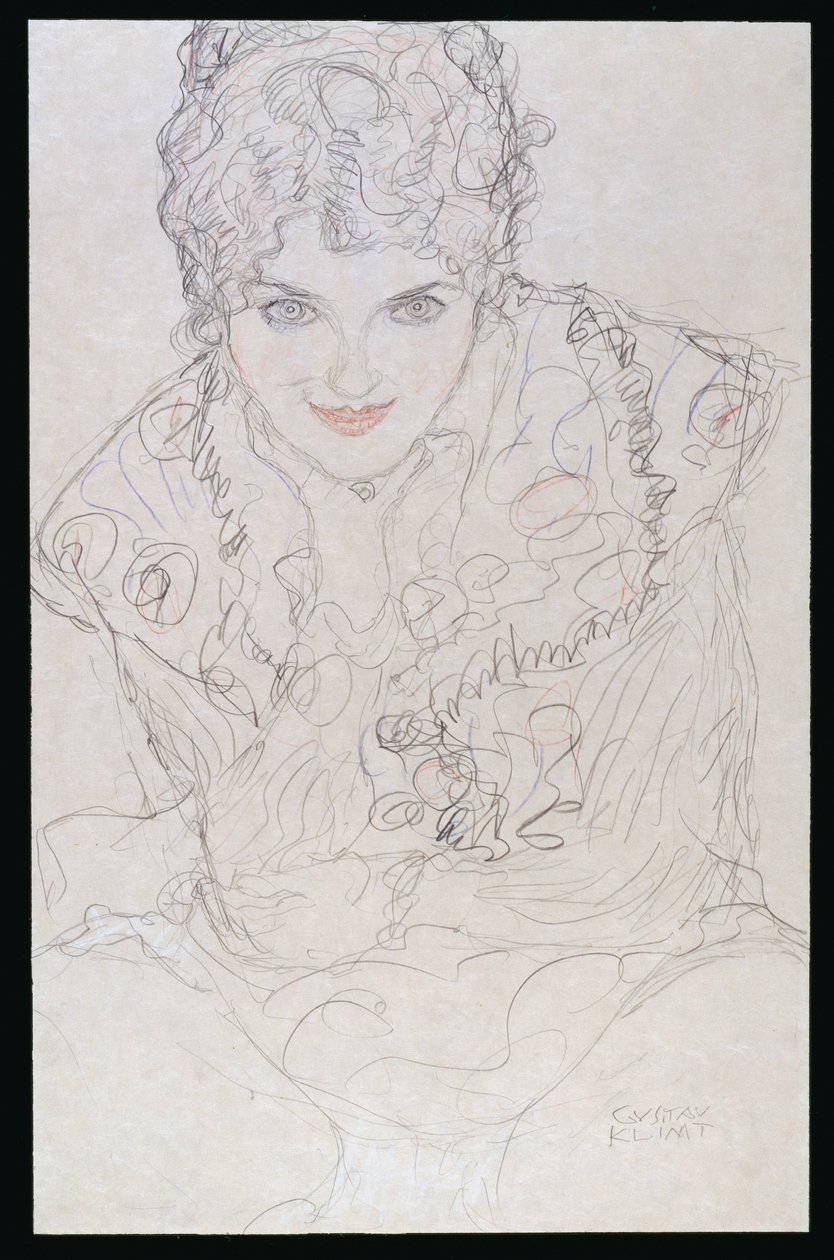 Sağ El Çenede Portre, c.1917-18 by Gustav Klimt
