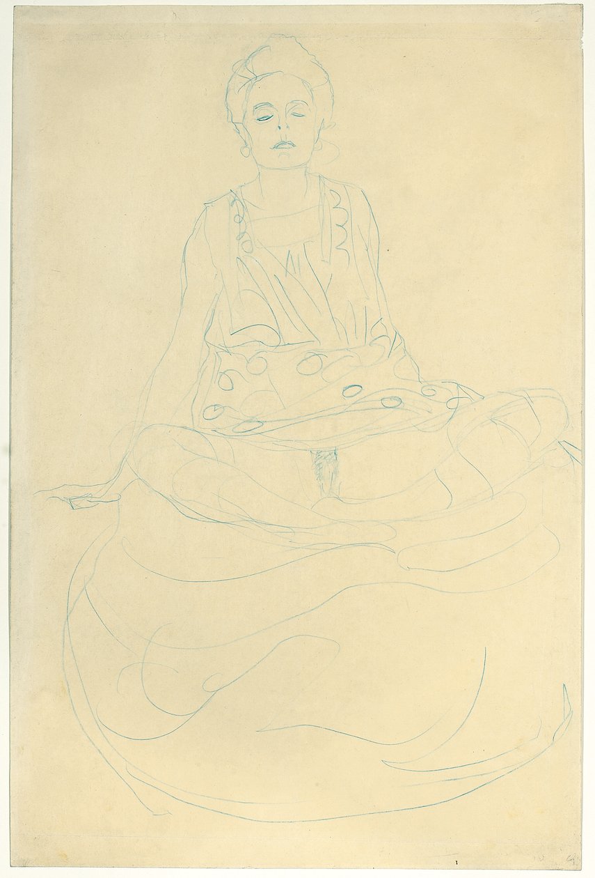 Oturan Önden Yarım Boy Çıplak; Sitzender Halbakt von vorne, 1907 by Gustav Klimt