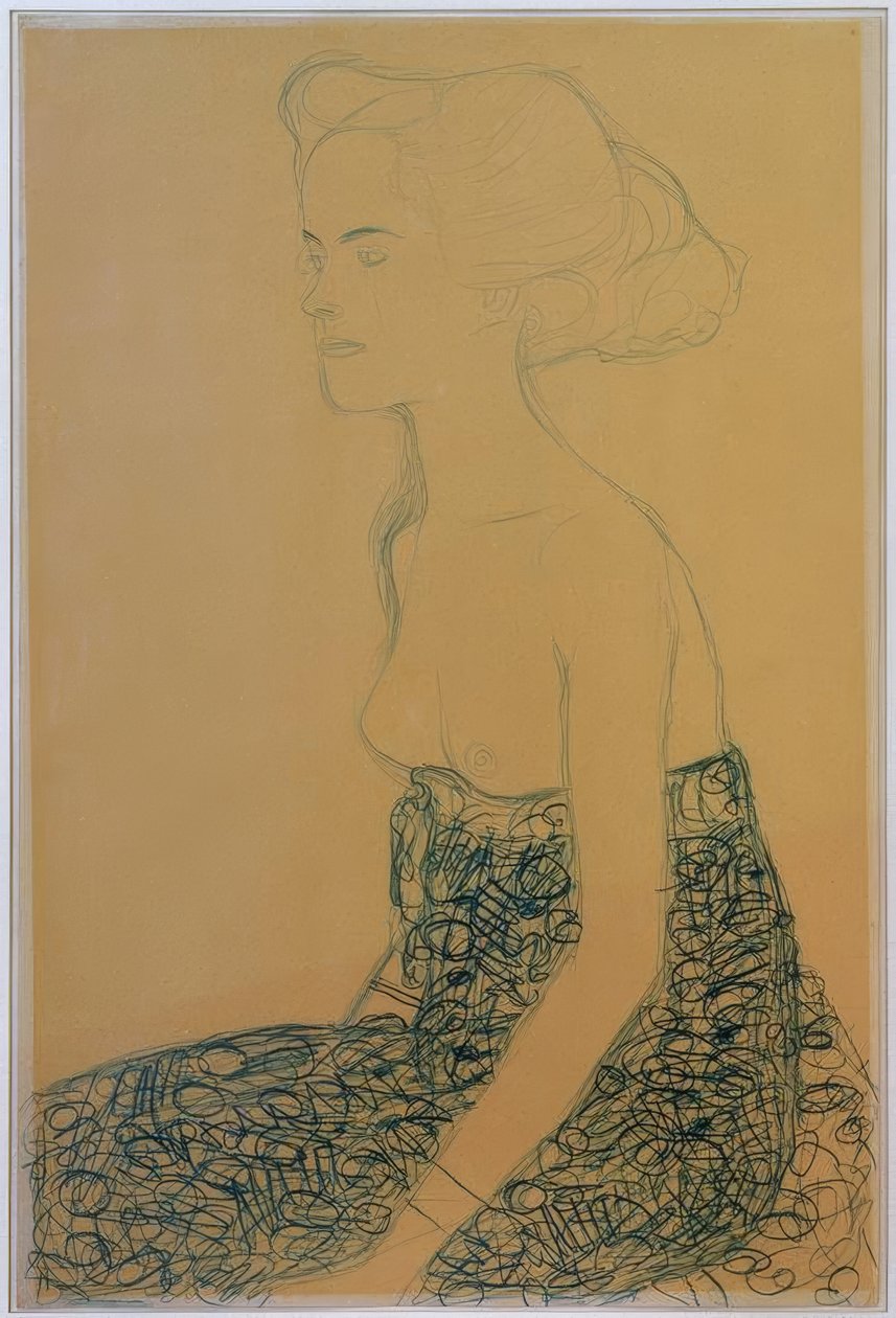 Yarım hareket sola oturmak by Gustav Klimt