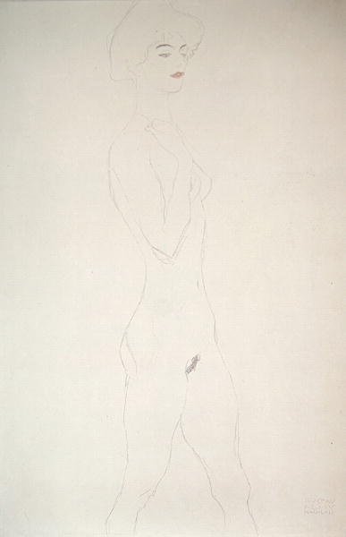 Ayakta Çıplak (kağıt üzerine kalem) by Gustav Klimt