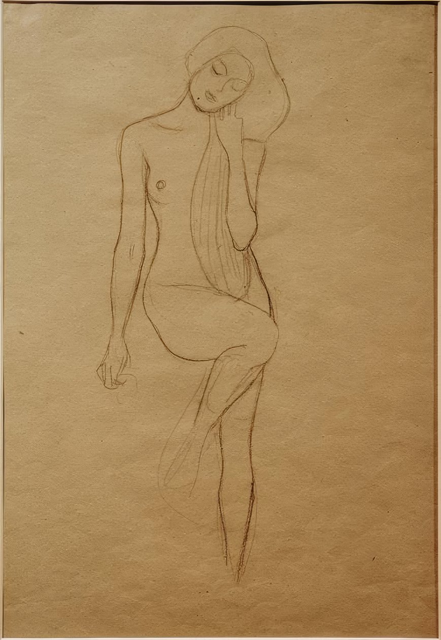 Sağ bacak kaldırılmış çıplak kadın ayakta by Gustav Klimt