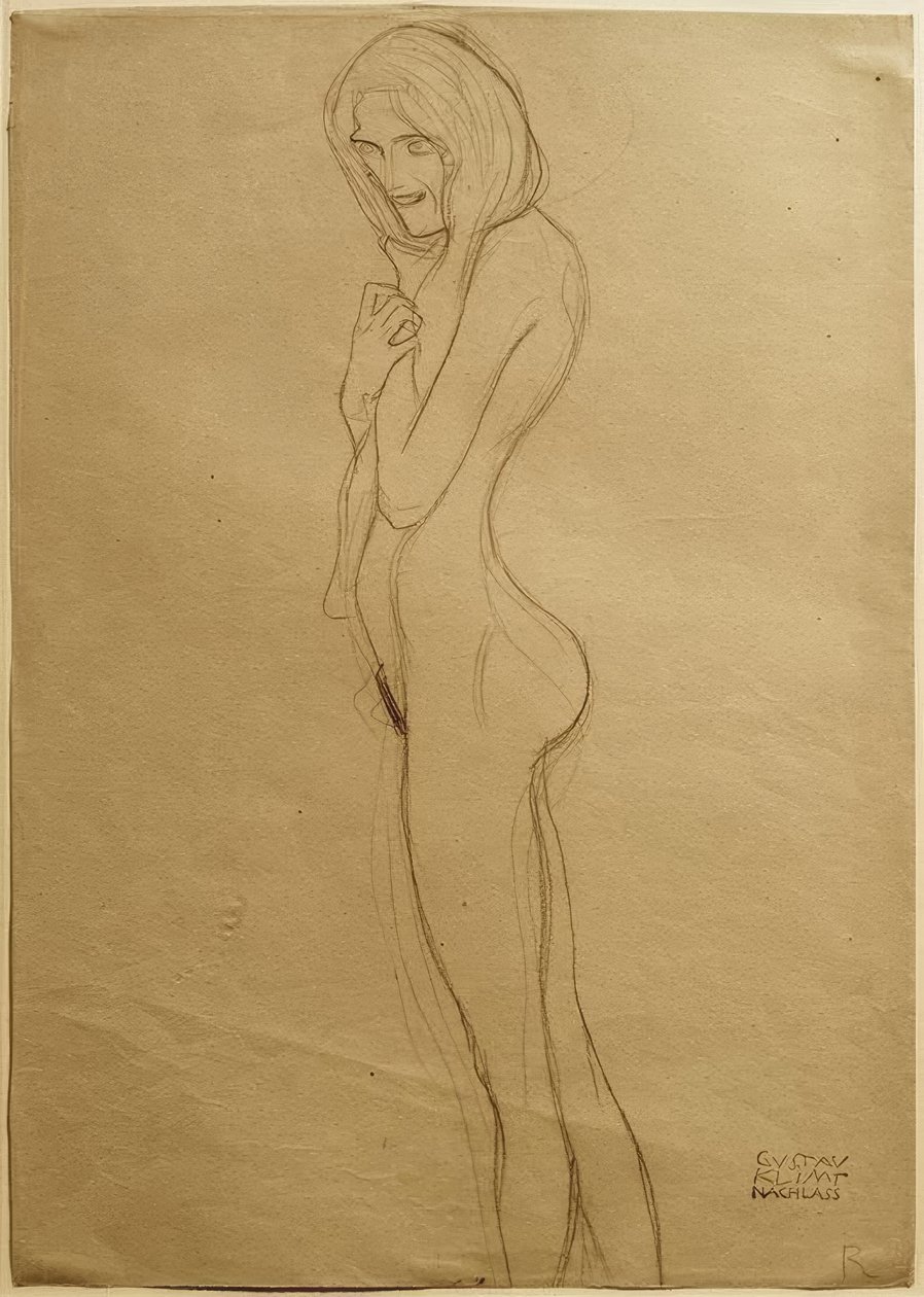 Beethoven frizindeki sol gorgon için çalışma by Gustav Klimt
