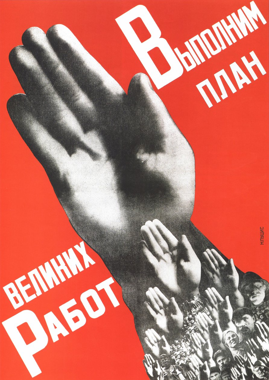 Büyük Projelerin Planını Gerçekleştirelim Poster, 1930 by Gustav Klutsis
