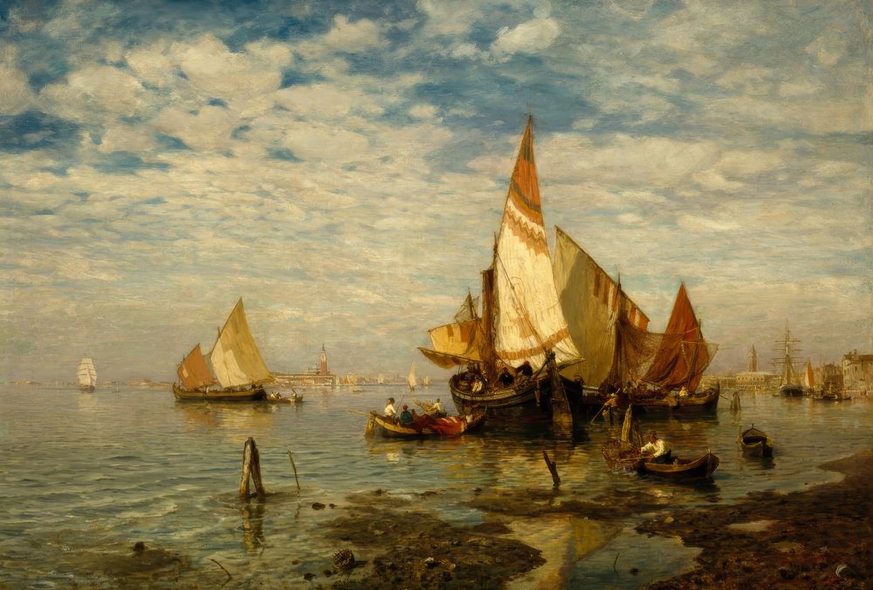 Venedik yakınlarındaki lagünde by Gustav Schönleber