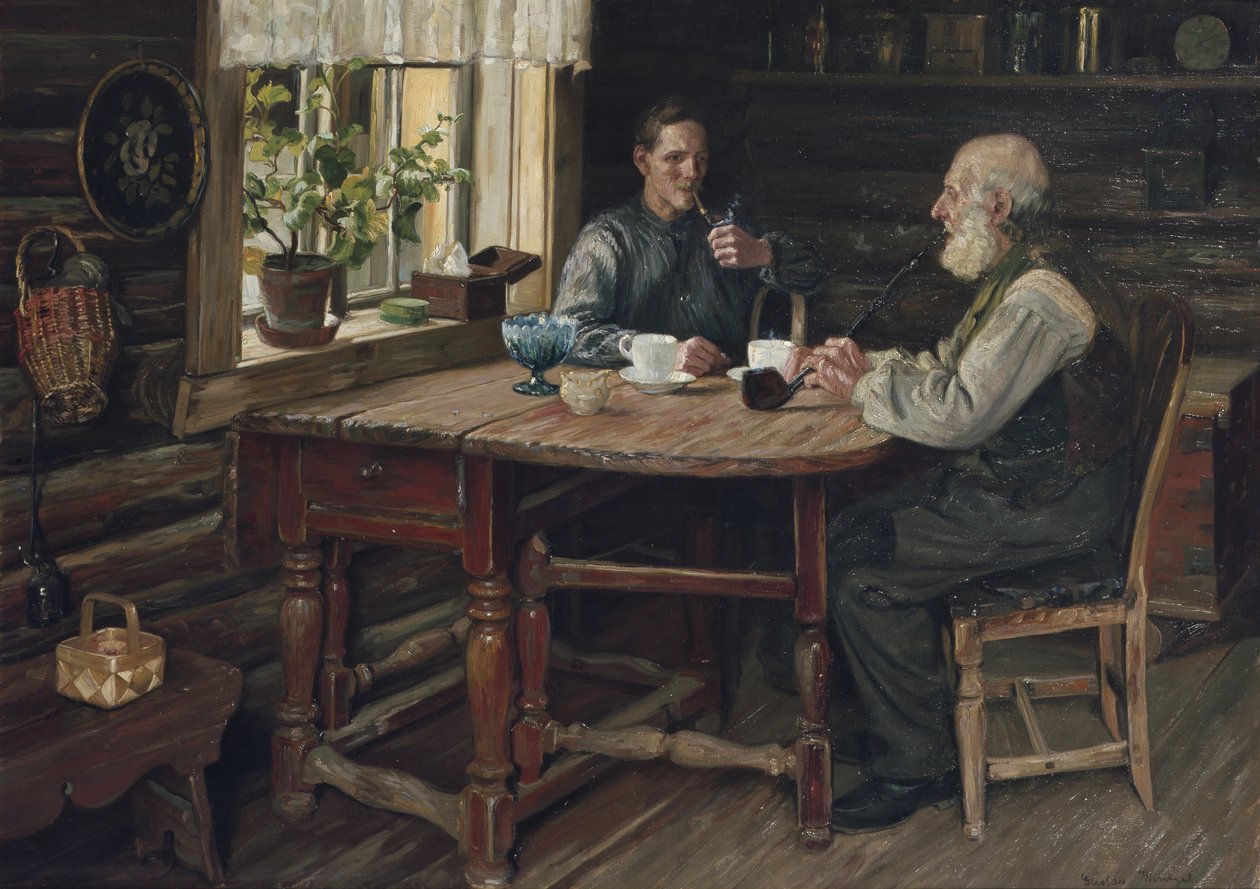 Kahve molası (mola) 1900 (tuval üzerine yağlı boya) by Gustav Wentzel