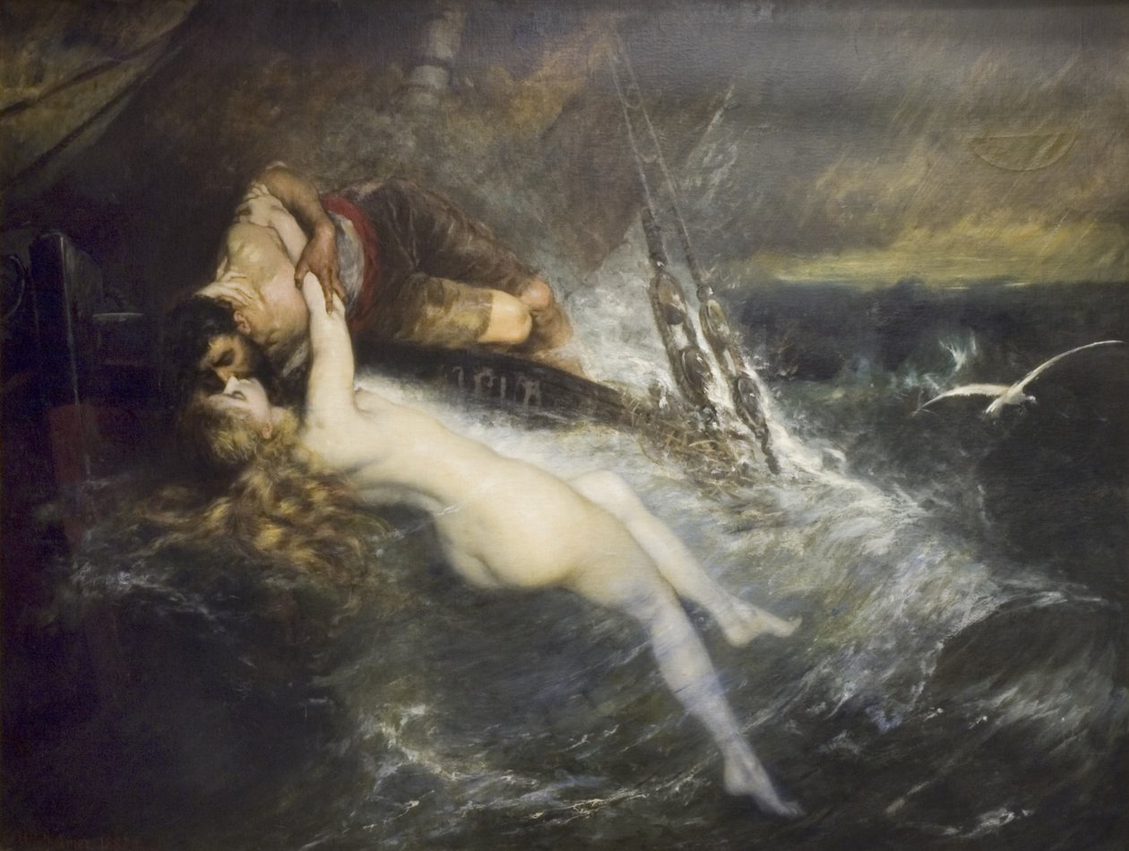 Sirenin Öpücüğü (tuval üzerine yağlıboya) by Gustav Wertheimer