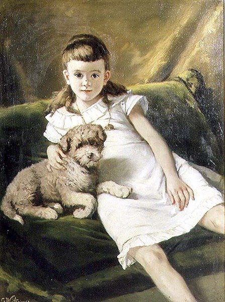 Köpekli genç kız by Gustav Wertheimer