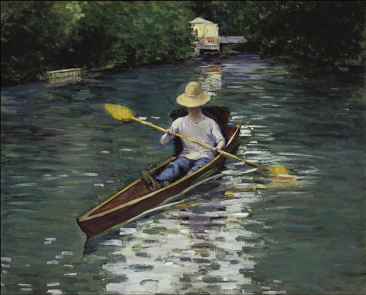 Yerres nehrinde kano by Gustave Caillebotte