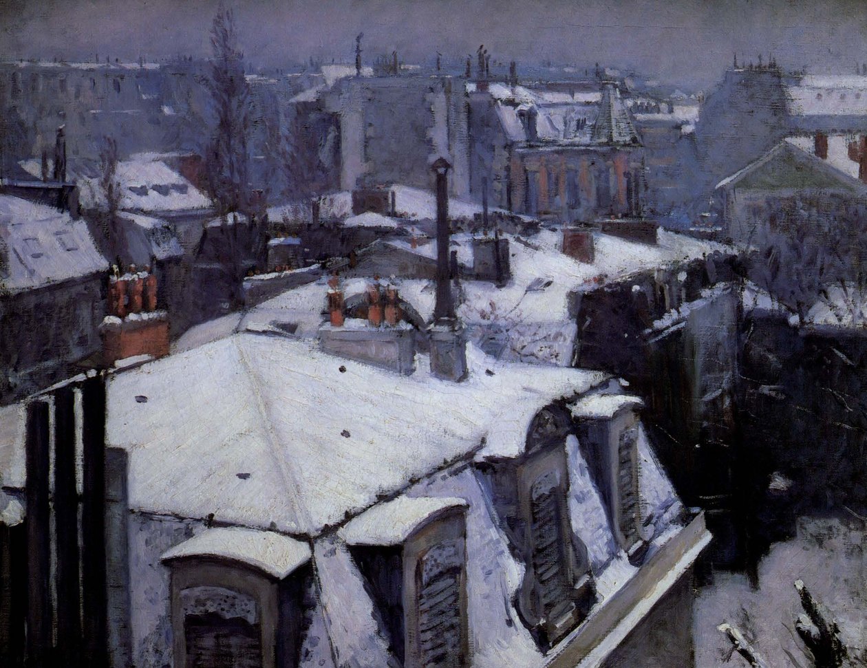 Kar altında çatılar by Gustave Caillebotte