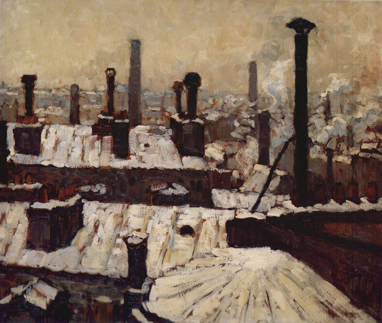 Kar altında çatılar, Paris by Gustave Caillebotte