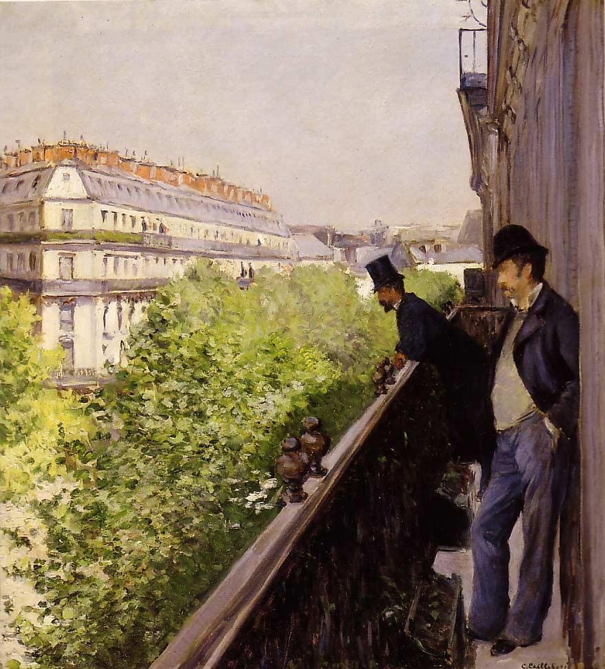 bir balkon by Gustave Caillebotte