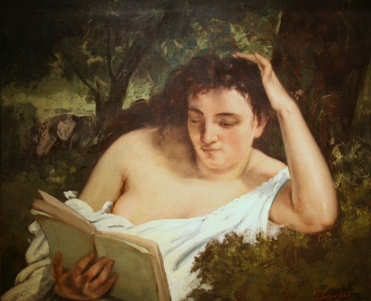 Genç Bir Kadın Okuma by Gustave Courbet