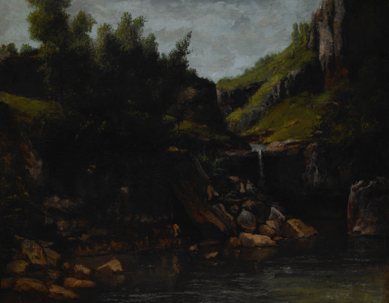 Kayalık Bir Manzarada Çağlayan by Gustave Courbet