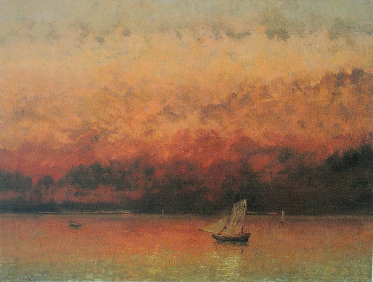 Gün batımında Cenevre Gölü by Gustave Courbet