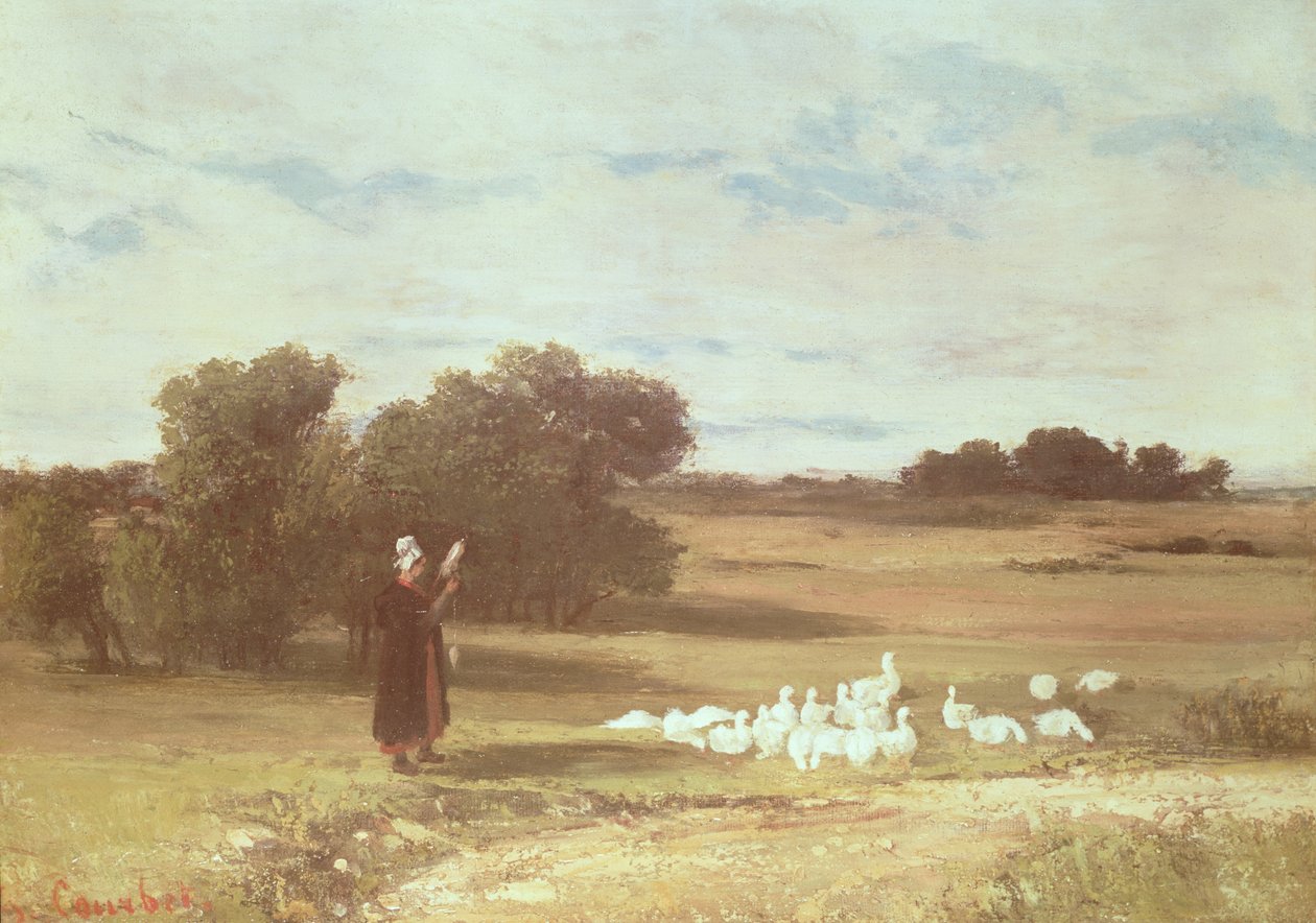 kazlar ile kız by Gustave Courbet