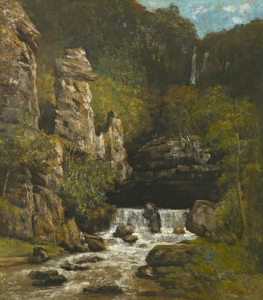 Şelaleli Manzara, 1865 dolayları by Gustave Courbet