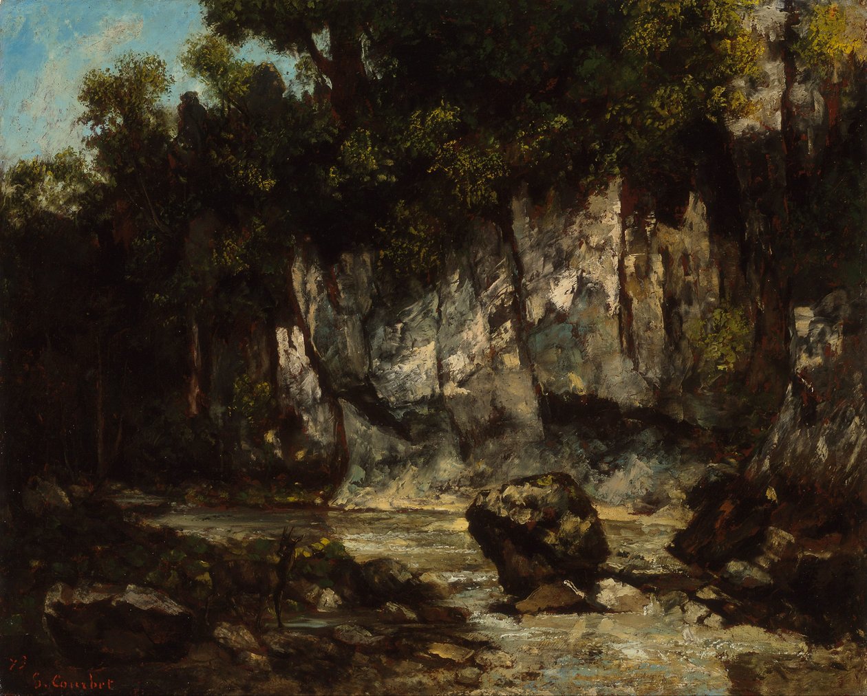 Geyik ile manzara by Gustave Courbet