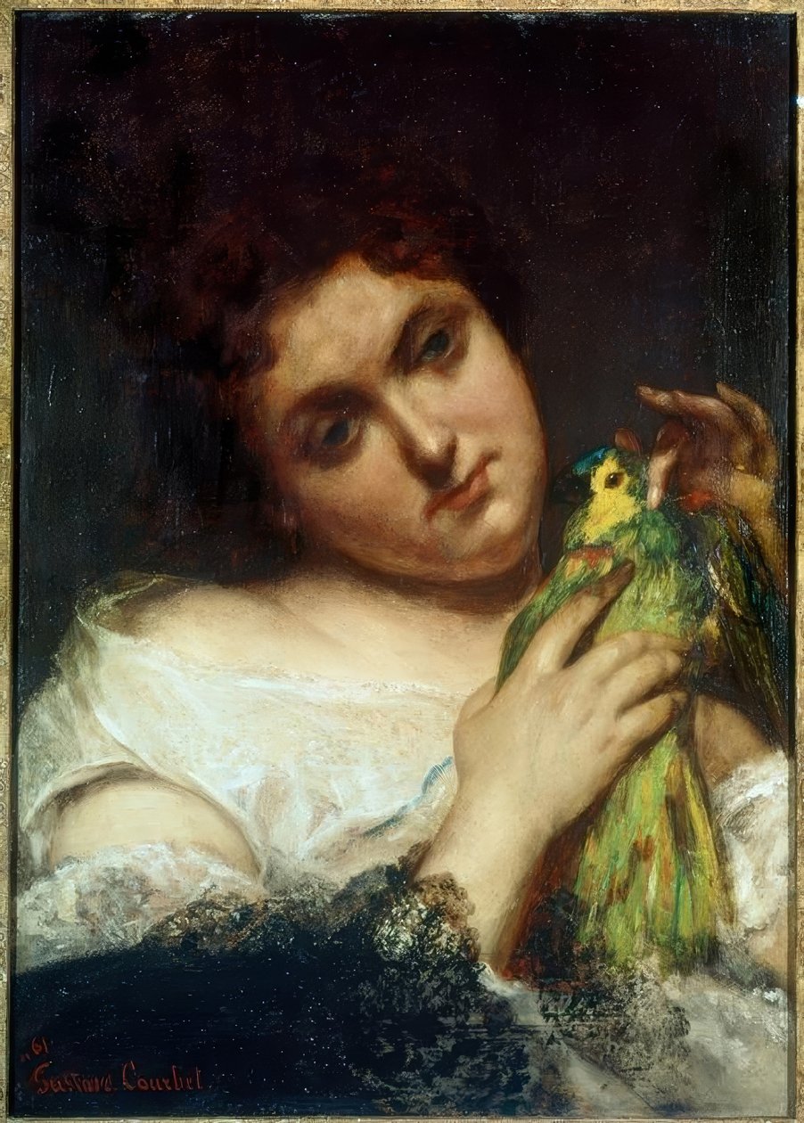 Papağan Taşıyan Bir Kadının Portresi (La femme au parroquet) by Gustave Courbet