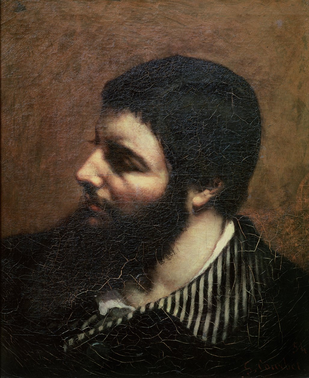 Çizgili Yakalı Otoportre by Gustave Courbet