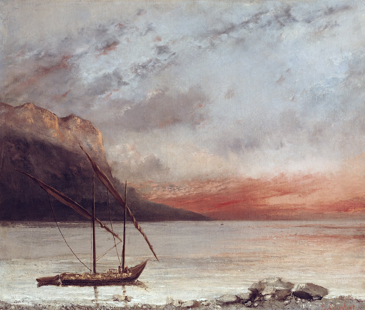 Leman Gölü üzerinde gün batımı, 1874 by Gustave Courbet