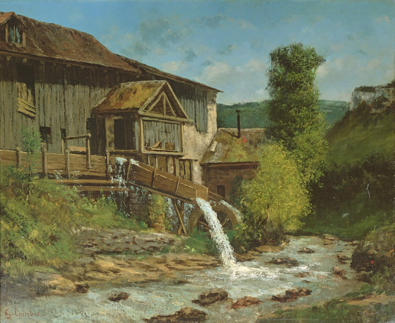 Gauffre Nehri üzerindeki Kereste Fabrikası by Gustave Courbet
