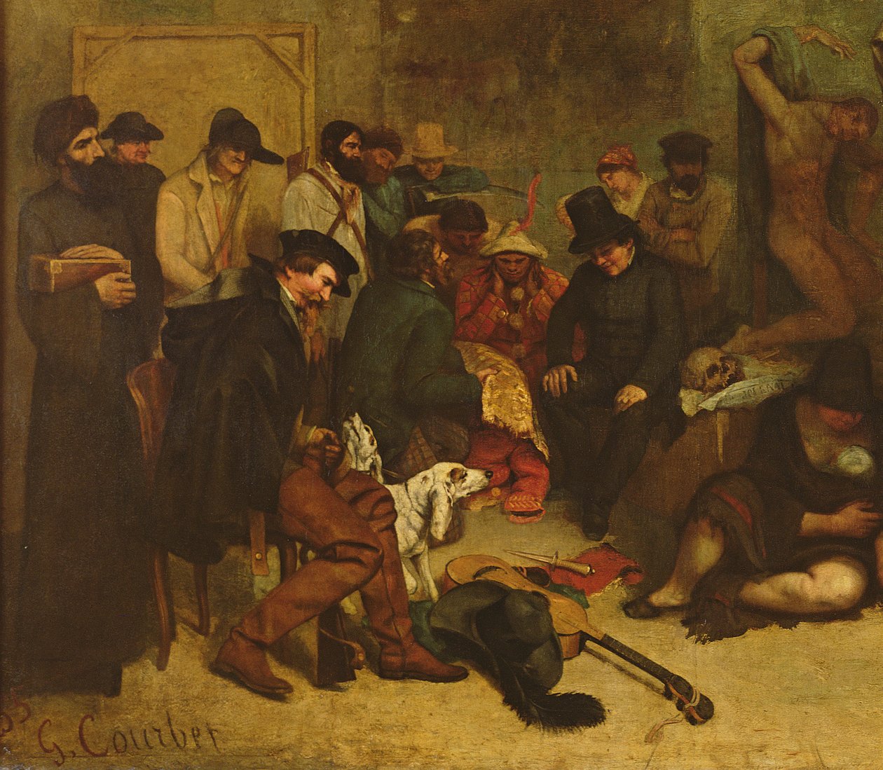 Ressamın Atölyesi, Gerçek Bir Alegori, 1855 tuval üzerine yağlıboya 19190 detayı by Gustave Courbet