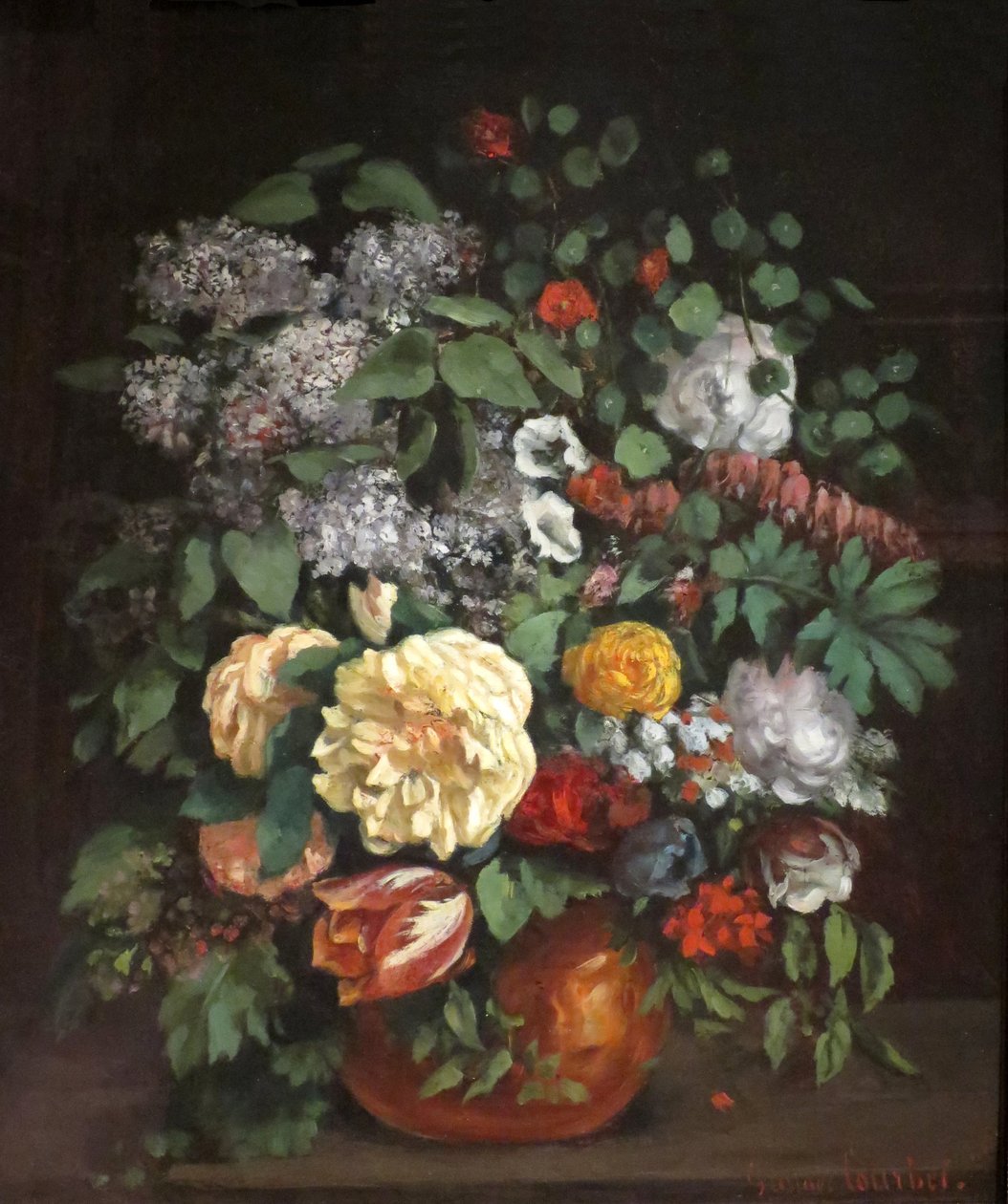 Vazo Leylak, Gül ve Lale by Gustave Courbet
