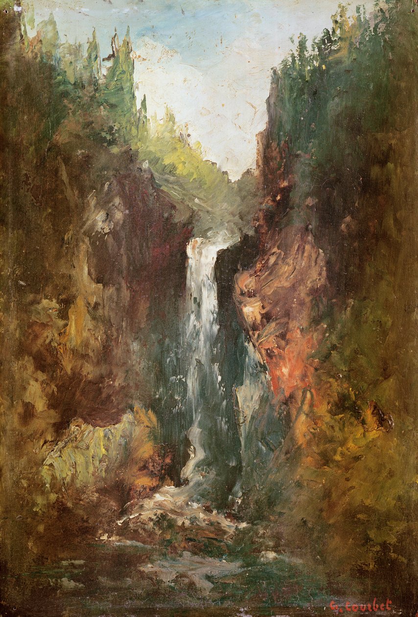 Şelale (La Chute de Conches olarak da bilinir), 1873 (tahta üzerine yağlı boya) by Gustave Courbet