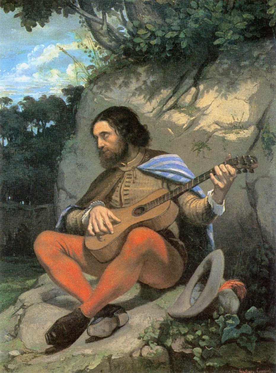 Manzaradaki Genç Adam (Guitarrero) by Gustave Courbet