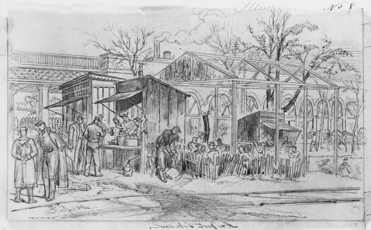 Paris Kuşatması, Auteuil Kapısı albümü (kağıt üzerinde kalem ve kahverengi mürekkep yıkama ve kurşun kalem) by Gustave Dore