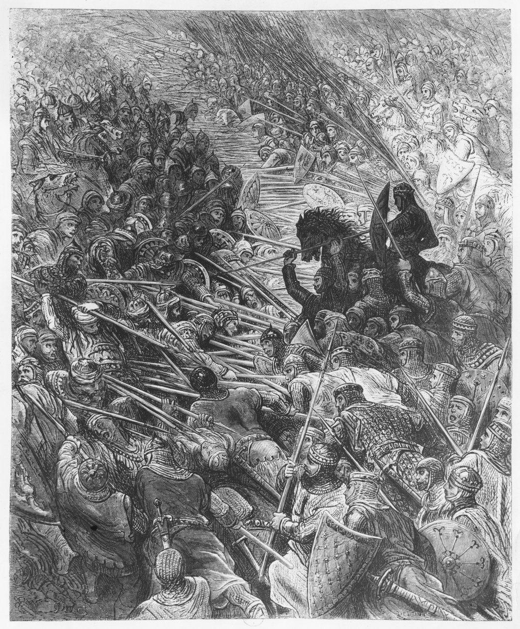Savaş sahnesi, Jean Francois Prosper Delduc (d.1885) tarafından oyulmuş Ludovico Ariosto