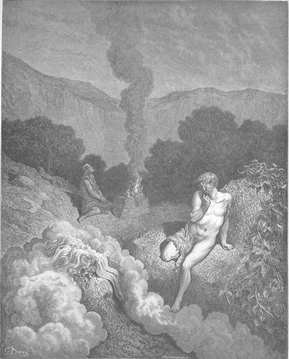 Cain ve Abel Kurbanlarını Sunuyor by Gustave Dore