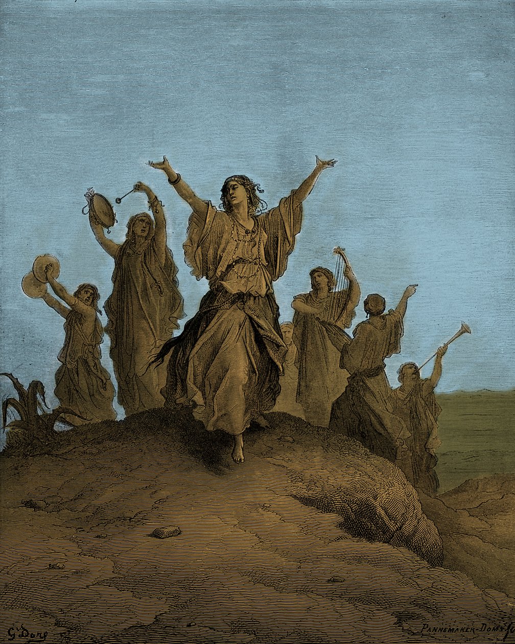 Jephthah s daughter Iphis dancing towards - Bible by Gustave Dore