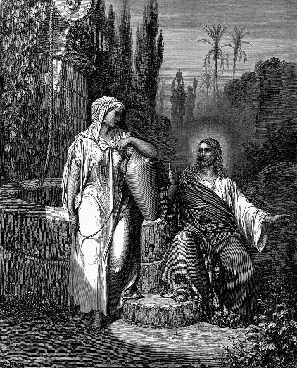 İsa Samiriyeli kadınla konuşuyor - İncil by Gustave Dore