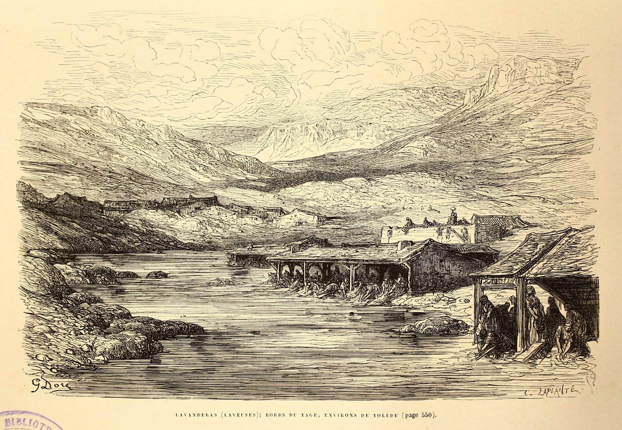 Lavantalar (yıkayıcılar); Toledo çevresinde Tagus nehrinin kıyıları by Gustave Dore