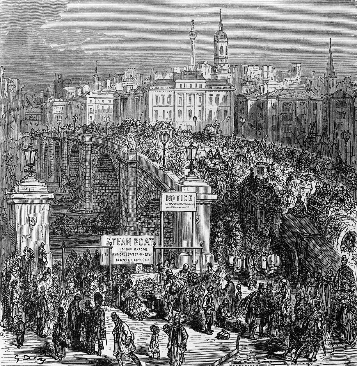 Londra Köprüsü, Stephane Pannemaker tarafından kazınmış, 1875 by Gustave Dore
