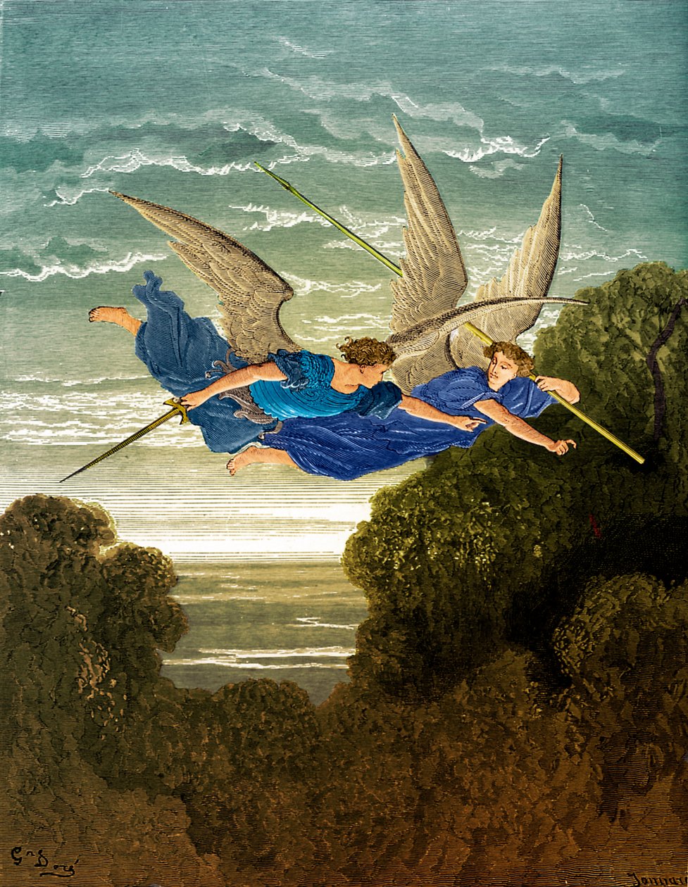 Paradise Lost: Ithuriel and Zephon, by Doré. by Gustave Dore